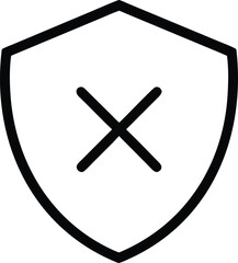 Fototapeta premium Black shield with cross icon on white background protection