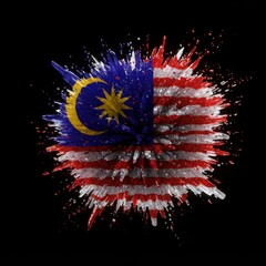 Malaysia Flag Exploding in Crystal Shard Splendor: A Digital Patriotism Artwork