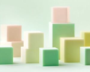 Pastel cubes on minimalist pastel background