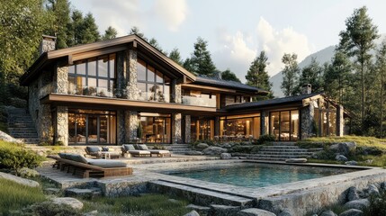Fototapeta premium estate luxury mountain house