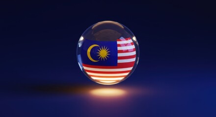Malaysian Flag Encapsulated in a Glass Sphere: A Digital Rendering of Patriotism and National Pride