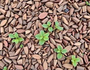 Dried Organic Mulch Bed Closeup Texture