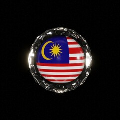 Malaysia Flag Encased in a Sparkling Crystal Sphere: A Digital Rendering of National Pride