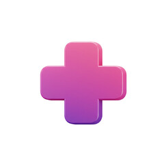 Fototapeta premium A vibrant gradient cross symbol represents addition or healthcare in a modern and visually appealing rendered illustration.