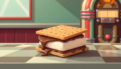 Flat vector icon of a marshmallow smore.