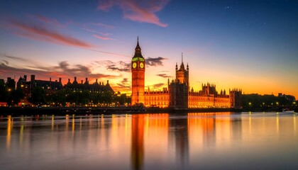 Fototapeta premium Sunset over the Houses of Parliament