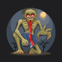Phi Pret Thailand Ghost Folklore Cartoon Illustration Vector