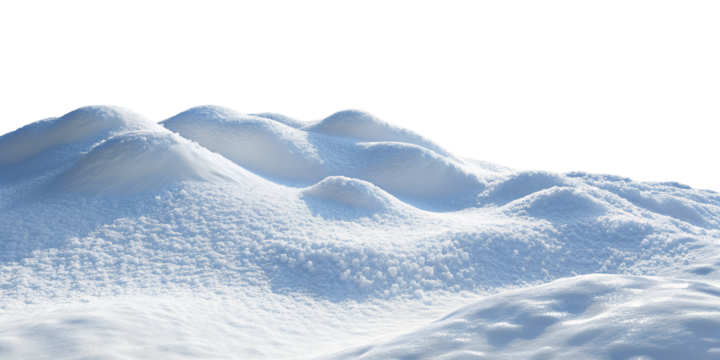 Glistening snow-covered rolling hills with bright sunlight and soft shadows in a winter landscape