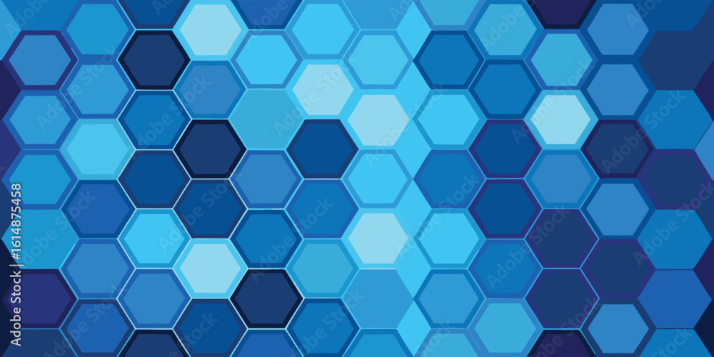 Aufkleber hexagonal pattern background in blue and white, presenting a visually appealing geometric design..ep
