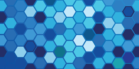 Blue and white hexagonal pattern background, creating a geometric design with alternating colors..eps