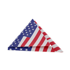 A folded patriotic emblem of the nation's flag forms a triangular shape representing honor and remembrance.