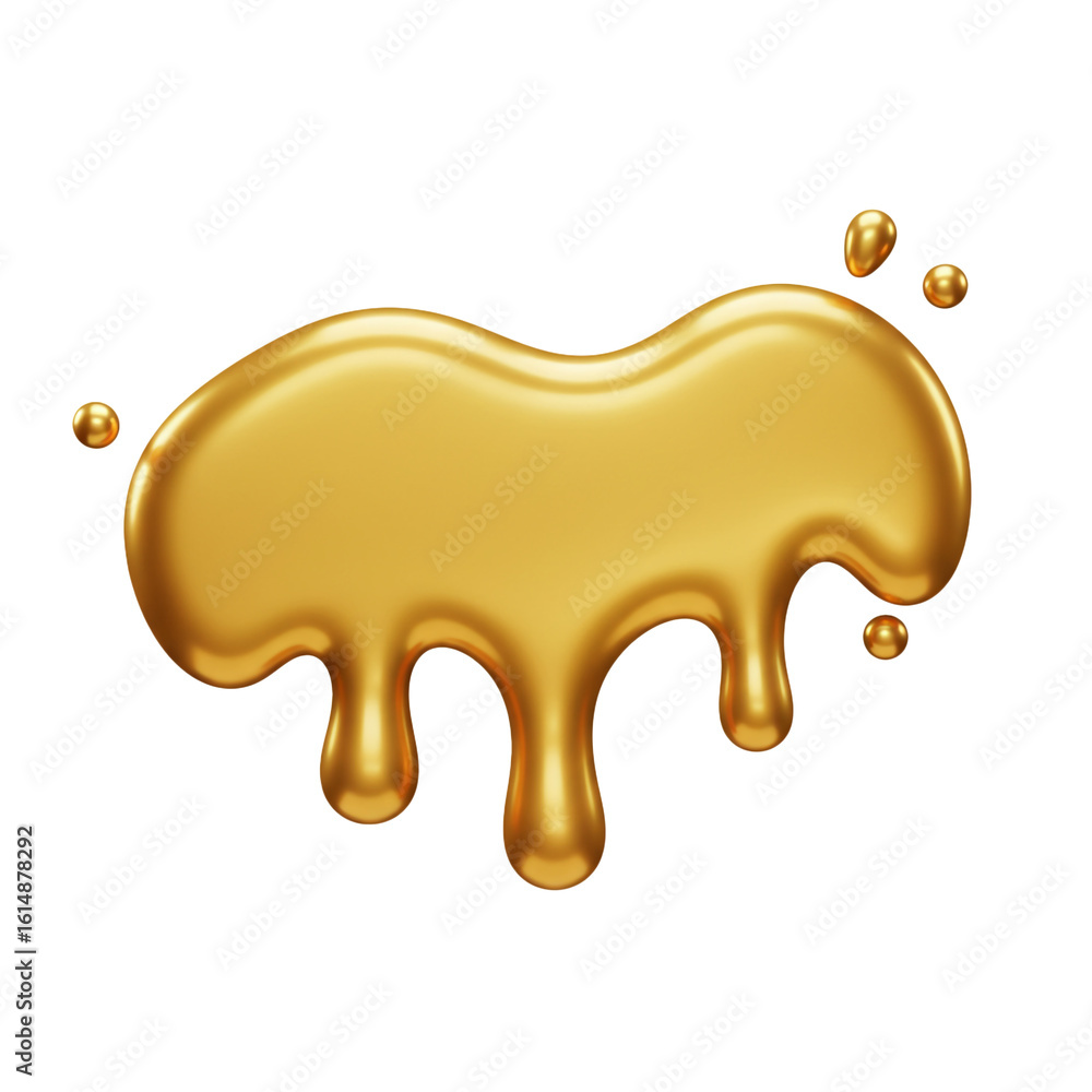 Poster gleaming golden liquid drips gracefully creating a visually appealing abstract design with a polishe