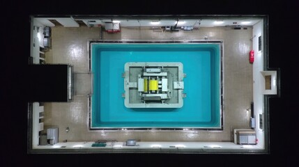 Aerial View of Industrial Swimming Pool with Central Equipment in a Modern Facility