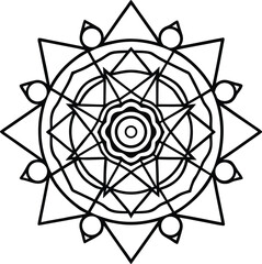 Fototapeta premium Detailed Line Art Mandala Design with Seven Chakras