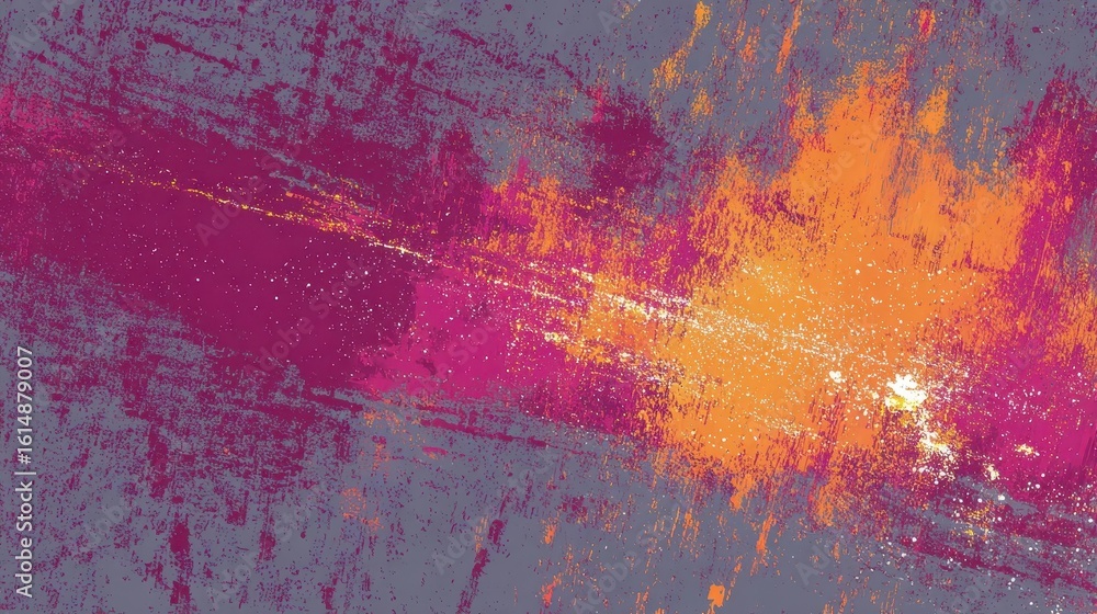 Poster abstract design with vibrant hues and textural elements.