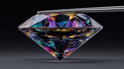 A Sparkling Colorful Gemstone Reflecting Light in a Unique Facet Arrangement