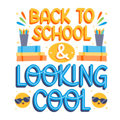 Back to School and Looking Cool Fun Icon, Stylish Education Design for Students, Trendy Academic Concept