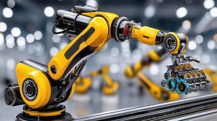 Robotic Arm Assembling Engine Component in Contemporary Industrial Manufacturing Environment
