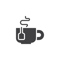 Hot tea cup solid glyph icon
