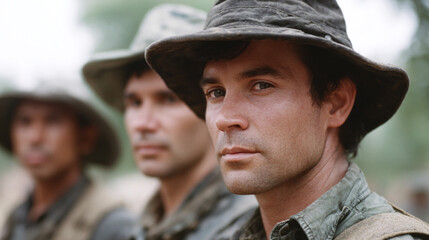 Capturing the Essence of Military Brotherhood: A Close-Up of Soldiers Showing Strength and Unity in Adverse Conditions
