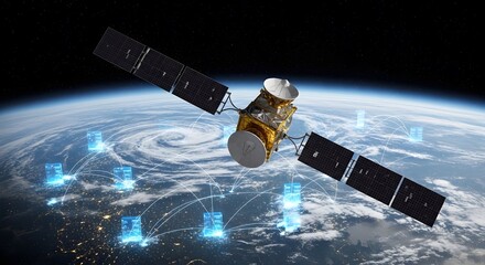 Satellite Orbiting Earth with Data Signals