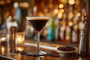 Espresso martini on bar top