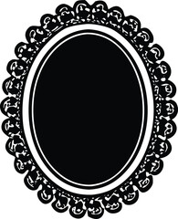 Ornate black and white circular emblem with intricate decorative border and empty center for text or image