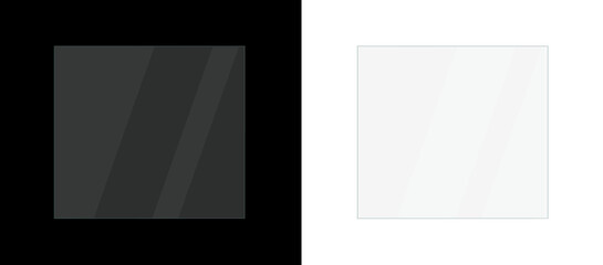Glass rectangle with brilliant shine and transparent plastic illustration png.