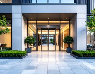 Modern office building entrance