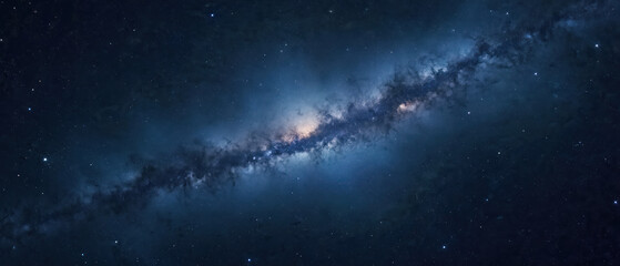 Expansive night sky numerous bright stars of varying sizes across dark, black background. Diffused starlight creates sense of cosmic immensity, infinite universe. Perfect for astronomy, science,