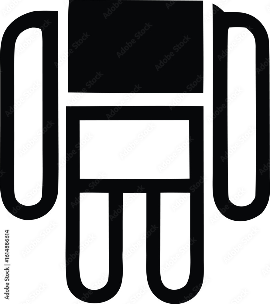 Poster stylized black and white icon depicting a simple robot or android figure with distinct head torso an