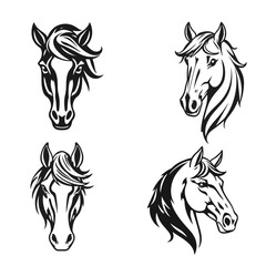 Horse head silhouette collection, horse head logo, animal emblem, horse symbol, vector illustration