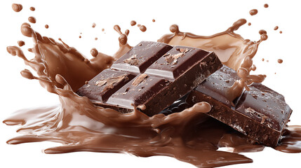 Chocolate cubes with one splashing in spoon, illustration