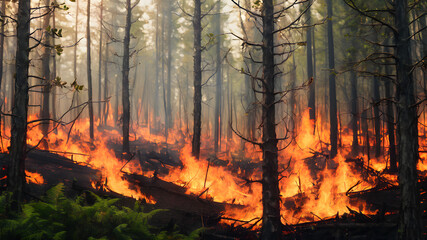 Obraz premium Fire in the forest 