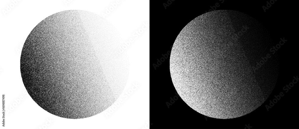 Poster abstract background with dotted circles. random stipple dots background like gradient. black shapes 