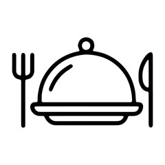 Obraz premium Illustration of a covered dish with fork and knife on a white space