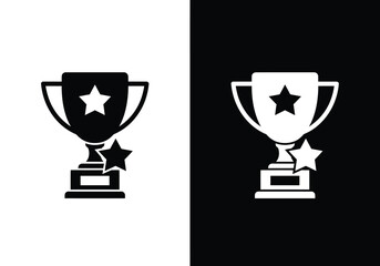 Two contrasting black and white trophy icons, showcasing a simple, stylized design.