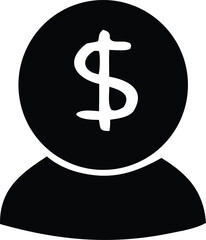 Stylized silhouette of a person with a large dollar sign emblem representing wealth and financial success