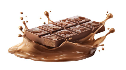 Chocolate cubes with one splashing in spoon, illustration