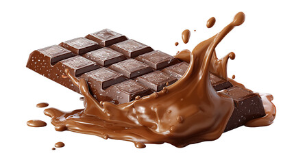 Chocolate cubes with one splashing in spoon, illustration