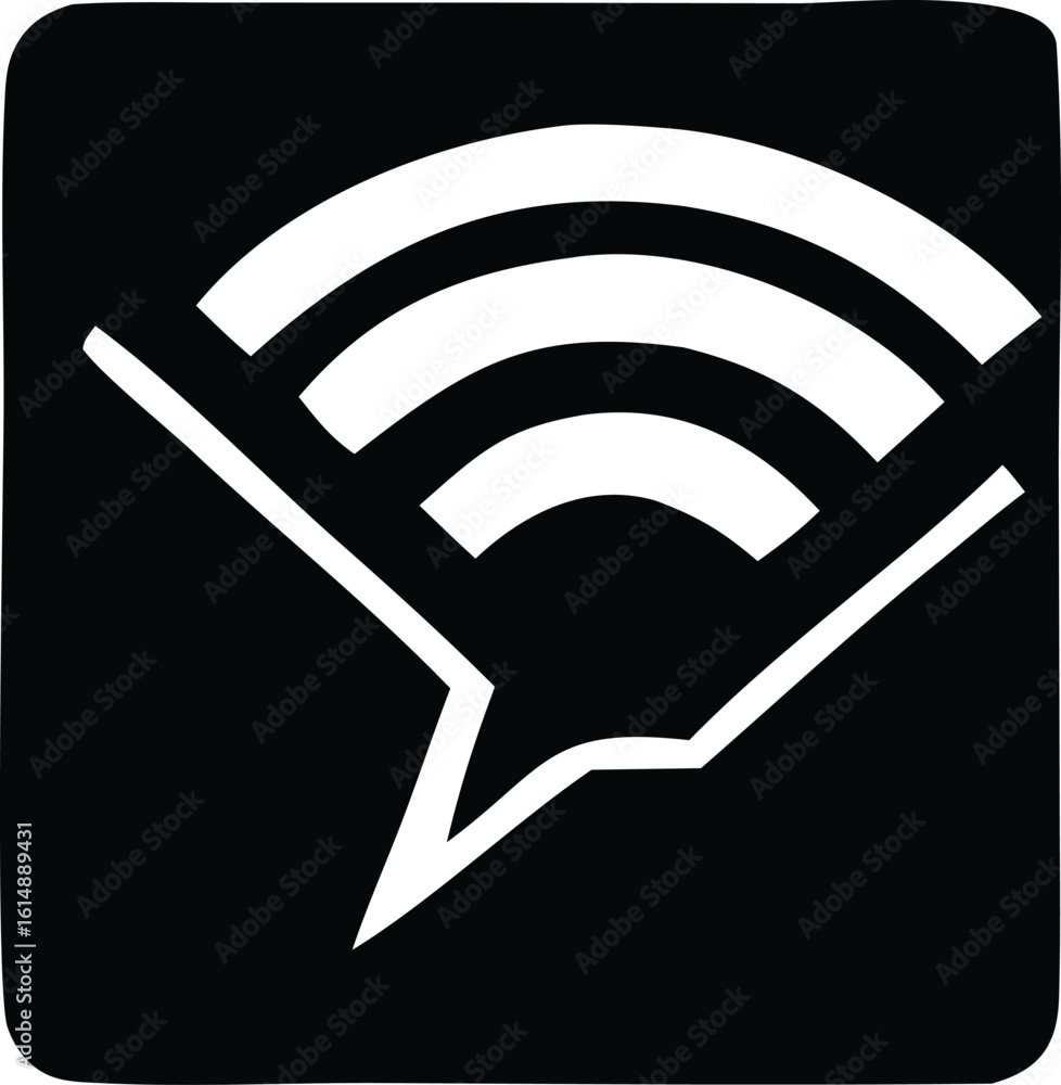 Poster modern minimalist icon combining a wi fi signal with a speech bubble representing wireless communica