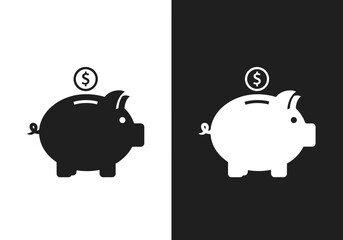 Two simple black and white piggy bank icons, representing savings.