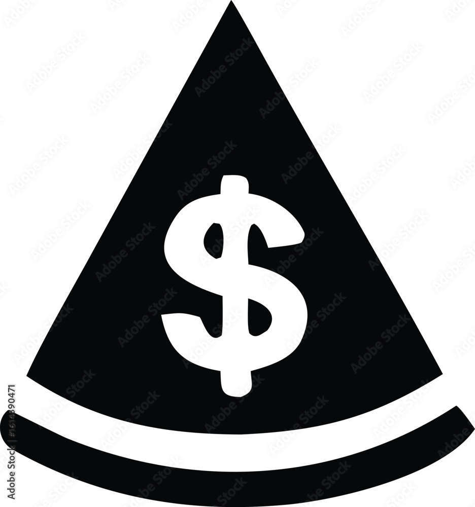 Poster a stark black and white graphic icon featuring a white dollar sign prominently displayed within a tr