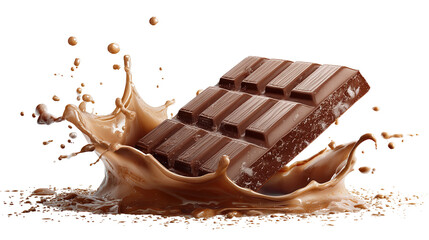 Chocolate cubes with one splashing in spoon, illustration