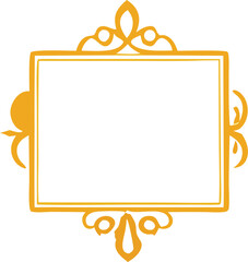 Elegant golden ornate rectangular frame with decorative flourishes and swirls for text or images