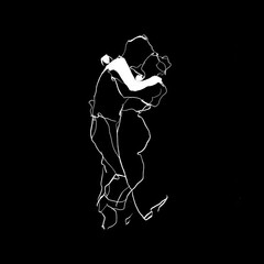 Fototapeta premium Two figures embracing in a dynamic pose.