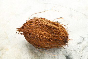 Natural exotic brown hairy coconut