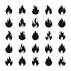 Blazing Flame Symbol, Abstract Flame Icon, Fire flame icons bundle