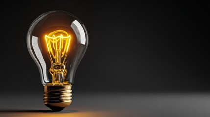 Vintage Light Bulb with Glowing Filament Illuminating Dark Background for Creative Projects and Designs