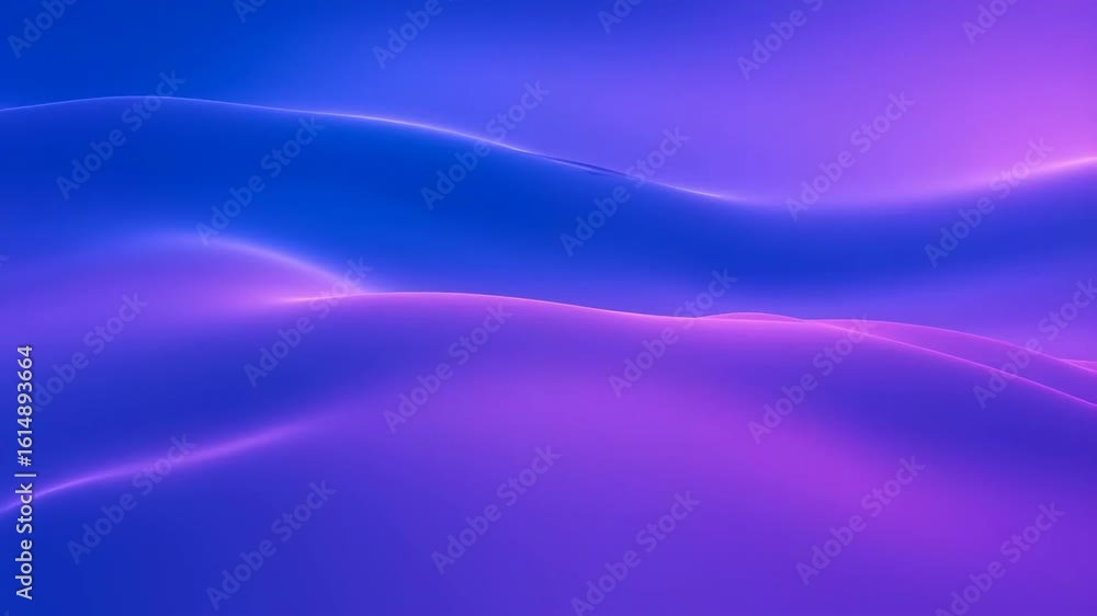Poster smooth gradient waves in blue and purple colors blend and flow, abstract motion backdrop with elegan